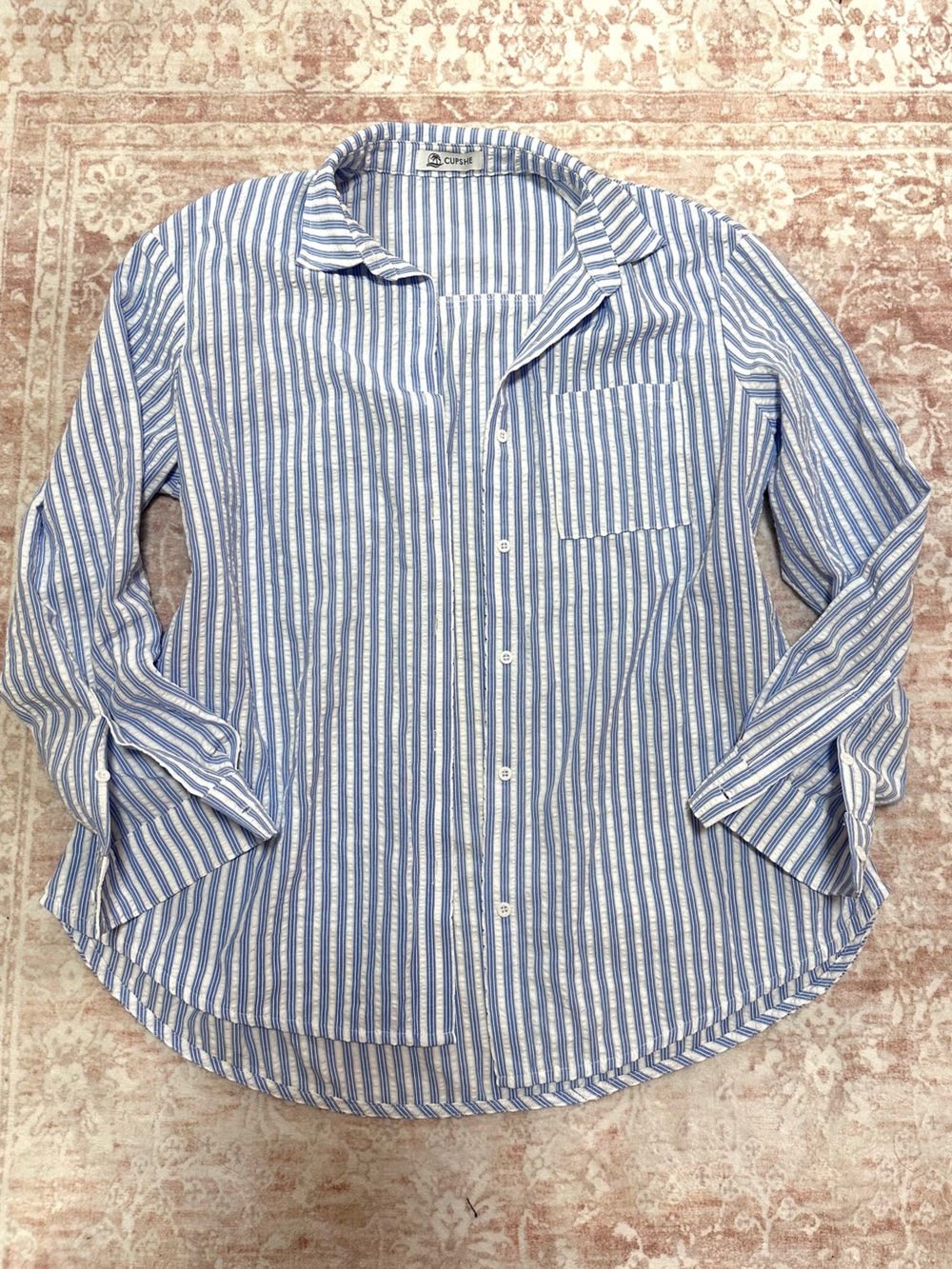 Cupshe 🩵 Striped Long Sleeve Cover Up Top - Picture 1 of 13
